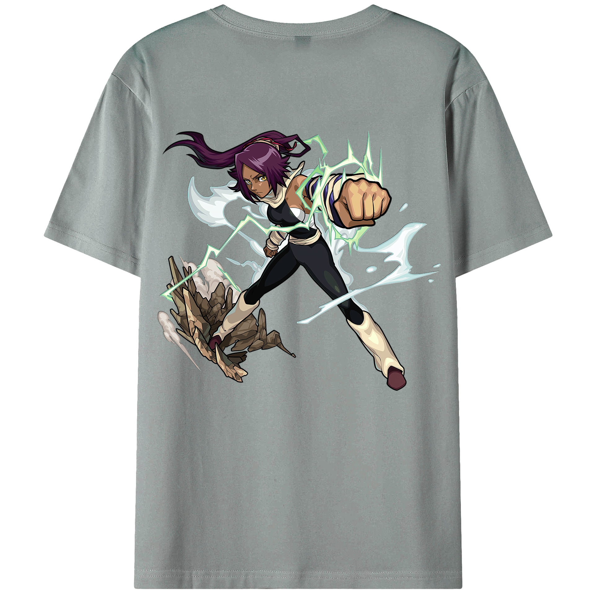 （画像用） ブリーチ 四楓院 夜一（しほういん よるいち） BLEACH Shihouin Yoruichi 綿100％ メンズ半袖Tシャツ（バックプリント） 通気性